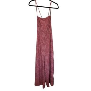 Lulus Flower Up Mauve Pink Sleeveless Lace Up Wide Leg Jumpsuit L Women Party